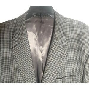 CHAPS Mens 48R Houndstooth Wool Silk Sport Coat Blazer Gray Blue Brown‎ Jacket